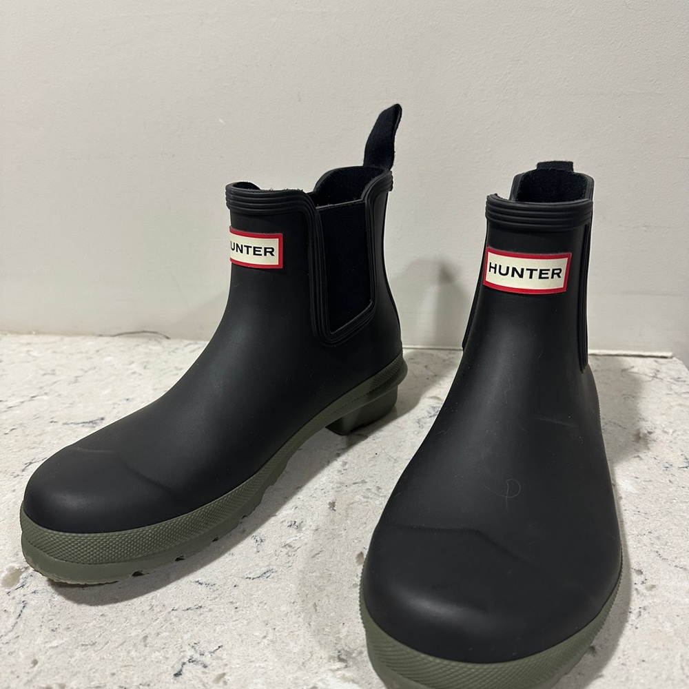 Hunter Black Chelsea Ankle Rain Boots